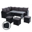 Gardeon Outdoor Dining Set Sofa Lounge Setting Chairs Table Ottoman Black Cover