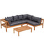 Gardeon 4 Pieces Outdoor Sofa Set 5-Seater Wooden Bench with Built-in Side Table
