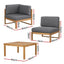 Gardeon 4-Piece Outdoor Sofa Set Wooden Couch Lounge Setting 5PCS