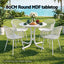 Gardeon Outdoor Side Table 80cm Folding Steel Round Bistro Desk Cafe Patio Furniture White