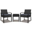 Gardeon 3PC Patio Furniture Bistro Set Wicker Outdoor Lounge Setting Black