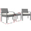 Gardeon 3PC Patio Furniture Bistro Set Wicker Outdoor Lounge Setting Grey