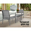 Gardeon 3PC Patio Furniture Bistro Set Wicker Outdoor Lounge Setting Grey
