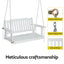 Gardeon Wooden 2-Seater Outdoor Swing Chair with Black Stand White Hanging Chair