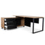 1.8m Executive Desk Left Return with Black Legs - Natural