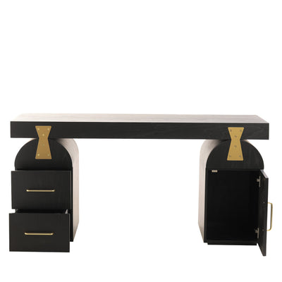 1.55m New Elm Home Office Desk - Full Black