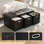 Storage Ottoman with 3 Cube Drawers Foot Stool Rest Foldable Black