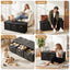 Storage Ottoman with 3 Cube Drawers Foot Stool Rest Foldable Black