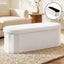 Storage Ottoman Foot Stool Rest Boucle Fabric Foldable White
