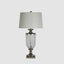 Bellevue Glass Nickel Lamp With White Linen Shade