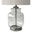 Regency Nickel and Glass Table Lamp with Natural Linen Shade