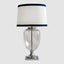 Charlotte Glass and Nickel Lamp with White Linen Shade (Navy Trim)