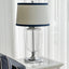 Charlotte Glass and Nickel Lamp with White Linen Shade (Navy Trim)