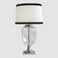 Charlotte Glass and Nickel Lamp with White Linen Shade (Black Trim)