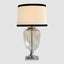 Charlotte Glass and Nickel Lamp with White Linen Shade (Black Trim)