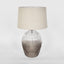 Misty Glass Table Lamp with Natural Linen Shade