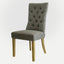 Diana Buttoned Hamptons Dining Chair Storm Grey Linen Blend