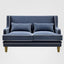 Bondi Hamptons 2 Seat Sofa Navy W/White Piping