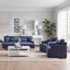 Bondi Hamptons 3 Seat Sofa Navy W/White Piping