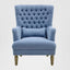Bayside Slate Blue Button Tufted Winged Armchair
