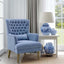 Bayside Slate Blue Button Tufted Winged Armchair
