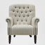 Maurice Natural Linen Blend Hamptons Buttoned Armchair W/Studs Dark Legs