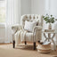 Maurice Natural Linen Buttoned Armchair W/ Studs