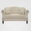 Vaucluse 2 Seat Hamptons Buttoned Sofa Beige Linen Blend
