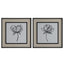 Sketched Flowers In Black Frame With Linen Insert Set 2