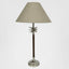 Nickel/Wood Palm Lamp W/Nat Linen Shade