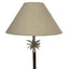 Nickel/Wood Palm Lamp W/Nat Linen Shade
