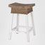 White Wood & Rattan Barstool