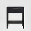 Santorini Hamptons Timber/Rattan Bedside Table Black