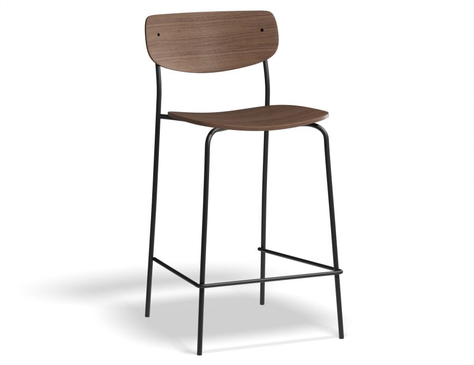 Rylie Stool - American Walnut Seat and Backrest - 65cm Counter Kitchen Height