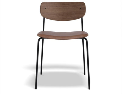 Rylie Chair - Padded Seat and American Walnut Backrest - Black Vegan Leather Seat