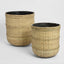 Village Planter Set of 2 Bamboo/Cement