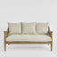 Luberon 2 Seat Oak & Rattan Sofa W/Linen Blend Cushions