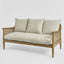 Luberon 2 Seat Oak & Rattan Sofa W/Linen Blend Cushions