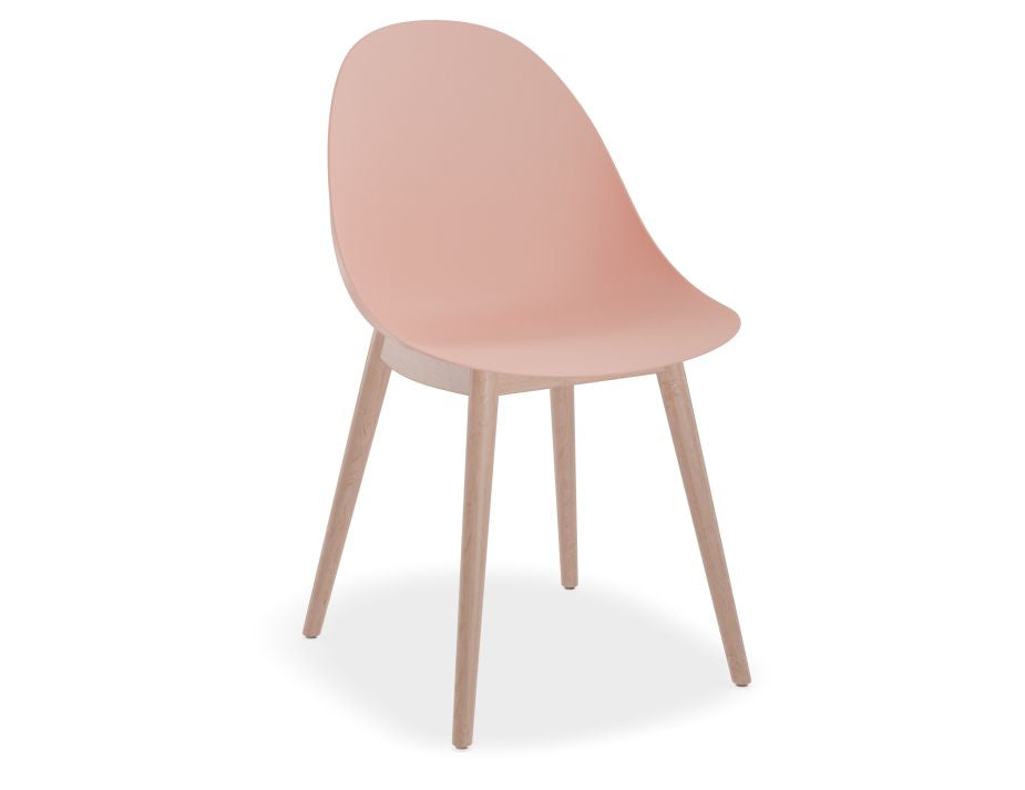 Pebble Chair Soft Pink with Shell Seat - 4 Post Stackable - Black