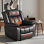 Manual Massage Recliner Chair for Living Room, Leather Sofa Lounge Reclining Chair with 2 USB Port, 160Ã‚Â° Recline Reading Chair with 20CM Wide Armrests, 8 Point Vibration & Lumbar Heat, Black