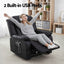 Manual Massage Recliner Chair for Living Room, Leather Sofa Lounge Reclining Chair with 2 USB Port, 160Ã‚Â° Recline Reading Chair with 20CM Wide Armrests, 8 Point Vibration & Lumbar Heat, Black