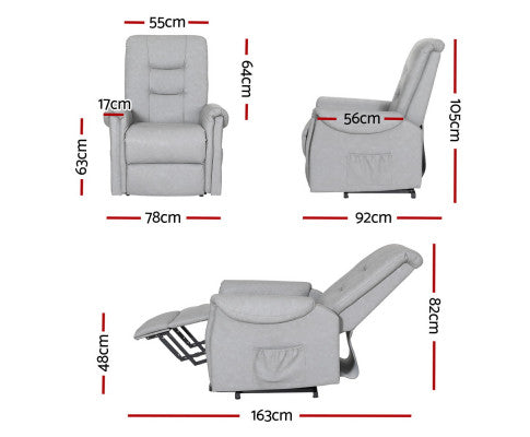 Artiss Recliner Chair Lift Assist Chair Grey Leather