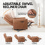 Swivel Recliner Chair Leather Rocking Reclining SofaÃƒÂ¢Ã¢â€šÂ¬Ã¢â‚¬Â¹ with Charging Ports LED Brown