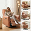 Swivel Recliner Chair Leather Rocking Reclining SofaÃƒÂ¢Ã¢â€šÂ¬Ã¢â‚¬Â¹ with Charging Ports LED Brown