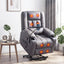 Power Lift Recliner Chair with Massage and Heat for Elderly, Electric Sofa Reclining Chair with USB and Phone Holder, PU Leather Comfy Armchair for Living Room, 2 Cup Holder & 4 Pockets, Grey