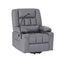 Power Lift Recliner Chair with Massage and Heat for Elderly, Electric Sofa Reclining Chair with USB and Phone Holder, PU Leather Comfy Armchair for Living Room, 2 Cup Holder & 4 Pockets, Grey