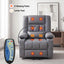 Power Lift Recliner Chair with Massage and Heat for Elderly, Electric Sofa Reclining Chair with USB and Phone Holder, PU Leather Comfy Armchair for Living Room, 2 Cup Holder & 4 Pockets, Grey