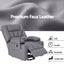 Power Lift Recliner Chair with Massage and Heat for Elderly, Electric Sofa Reclining Chair with USB and Phone Holder, PU Leather Comfy Armchair for Living Room, 2 Cup Holder & 4 Pockets, Grey
