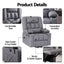 Power Lift Recliner Chair with Massage and Heat for Elderly, Electric Sofa Reclining Chair with USB and Phone Holder, PU Leather Comfy Armchair for Living Room, 2 Cup Holder & 4 Pockets, Grey