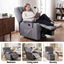 Power Lift Recliner Chair with Massage and Heat for Elderly, Electric Sofa Reclining Chair with USB and Phone Holder, PU Leather Comfy Armchair for Living Room, 2 Cup Holder & 4 Pockets, Grey